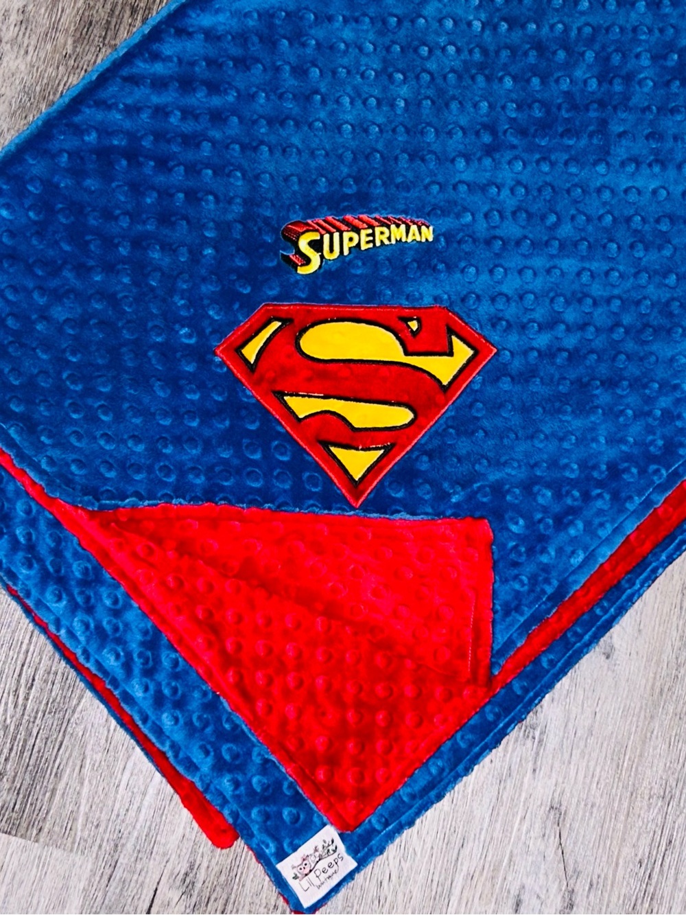 Handmade Minky Blanket-DC Comics Blue, Red & Yellow Superman Emblem Plush Throw